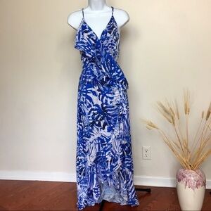 Full wrap dress GIANNI BINI. Blue maxi floral